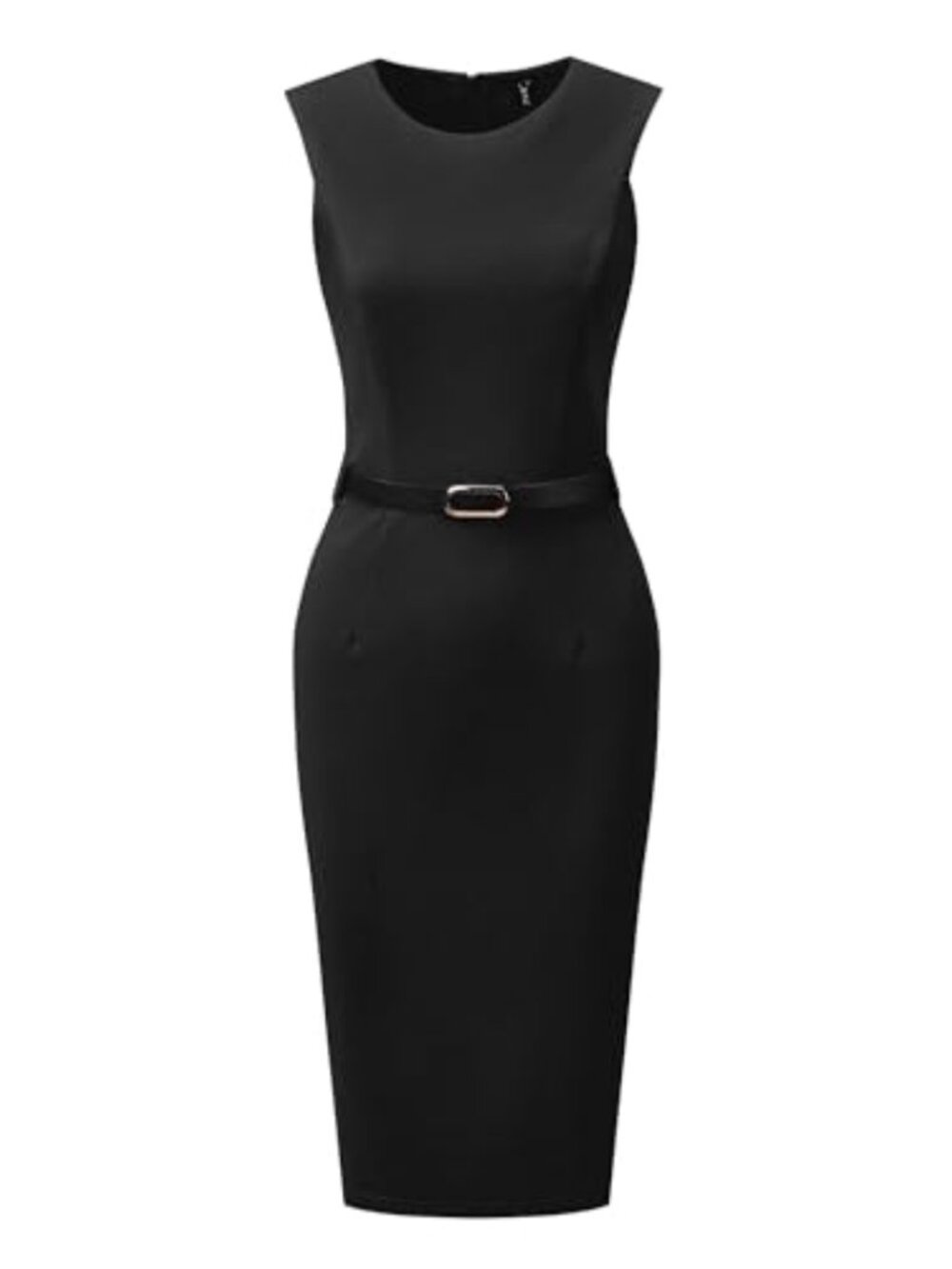 Sleeveless Sheath Pencil Dress with Belt, Zip Back, Knee Length